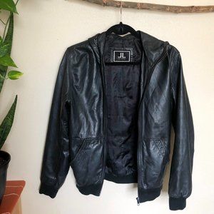 Jack London Leather Jacket with Hood